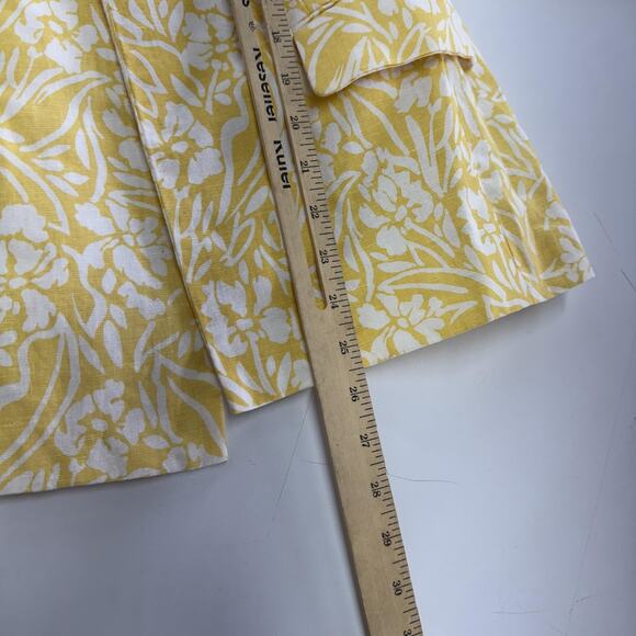 Anthropologie Skies‎ Are Blue Blazer Womens Small Yellow Floral Linen Jacket - Picture 6 of 9